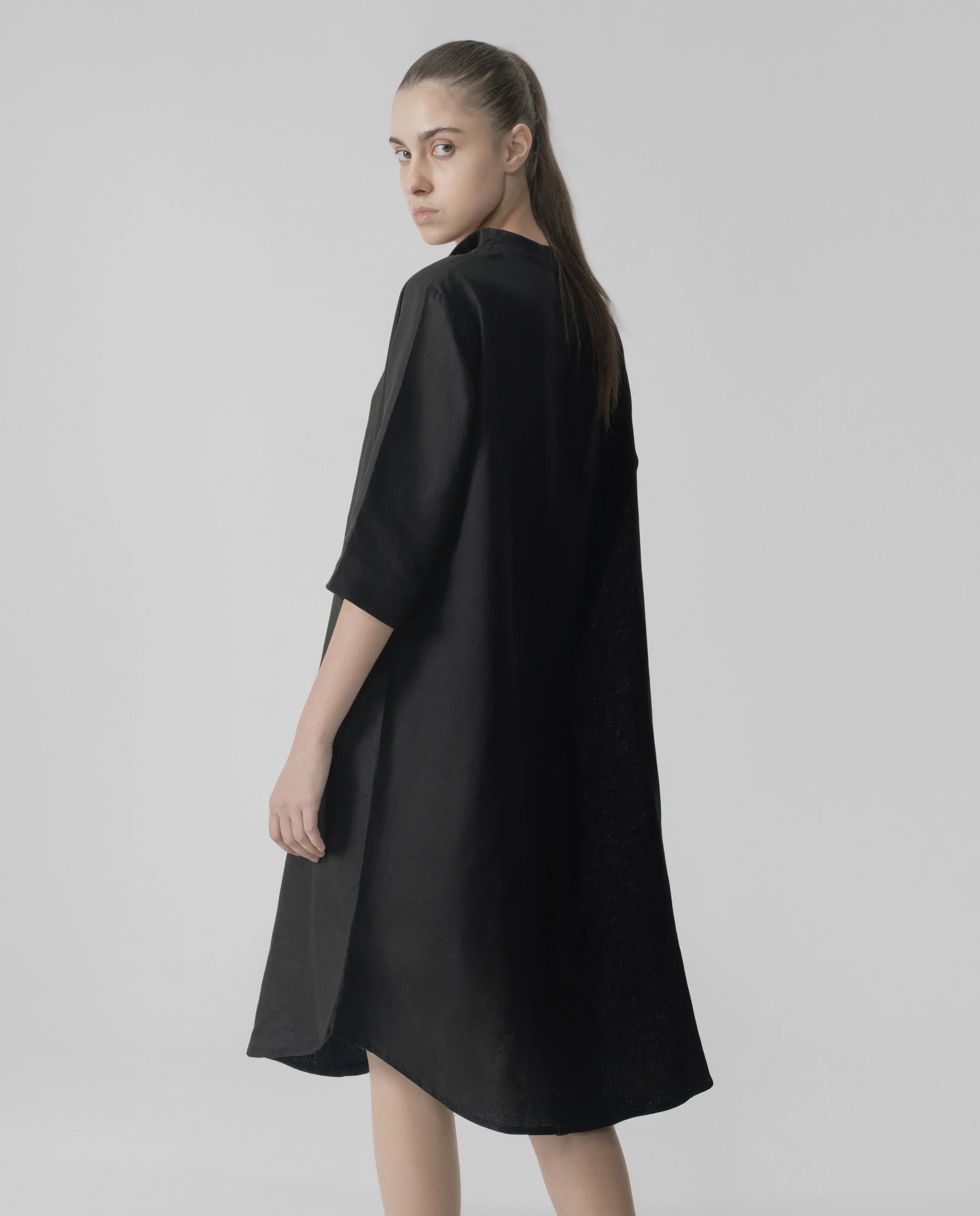 Hoodie Shift Dress - Black