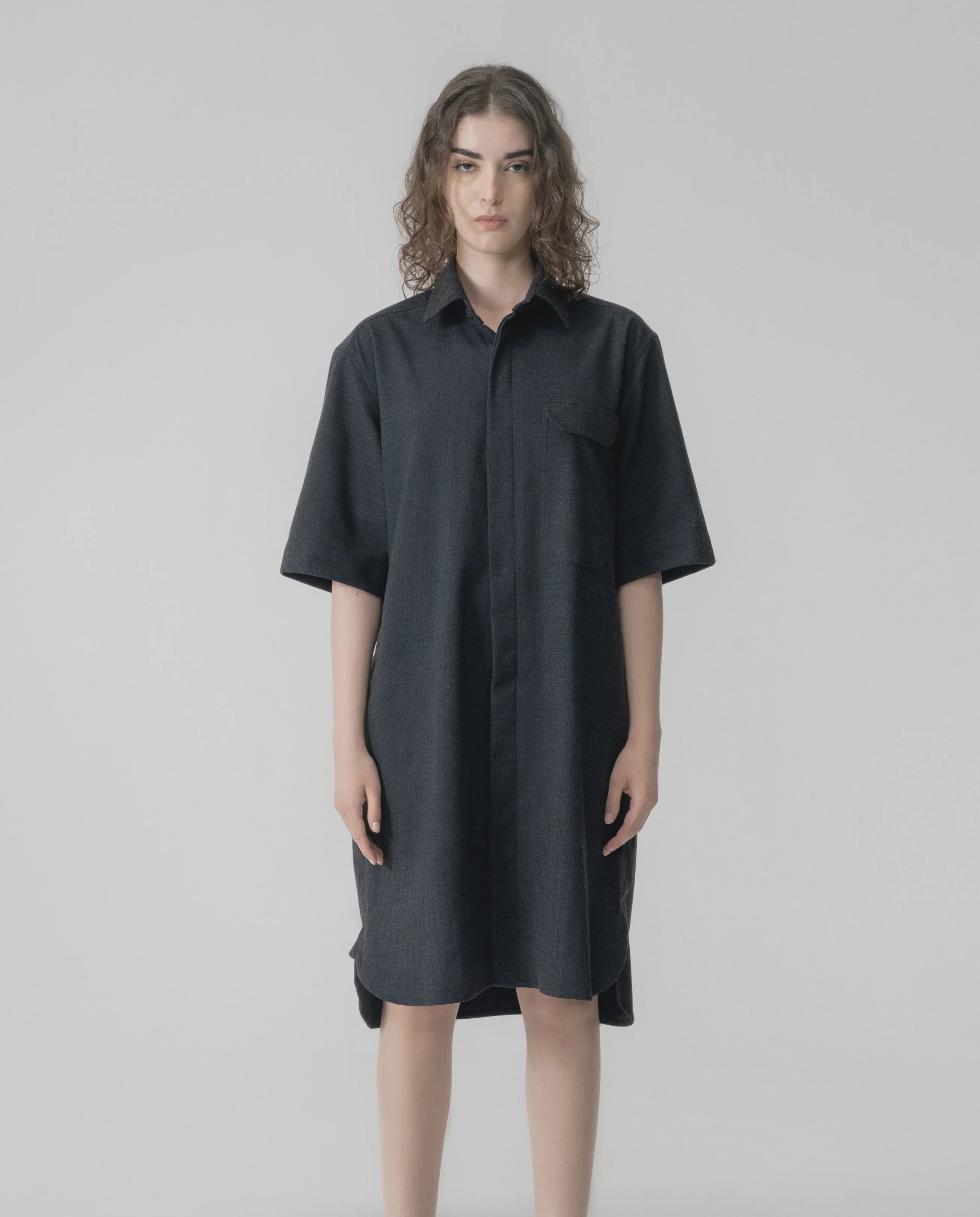 Boxy Minimalist Shift Dress - Black
