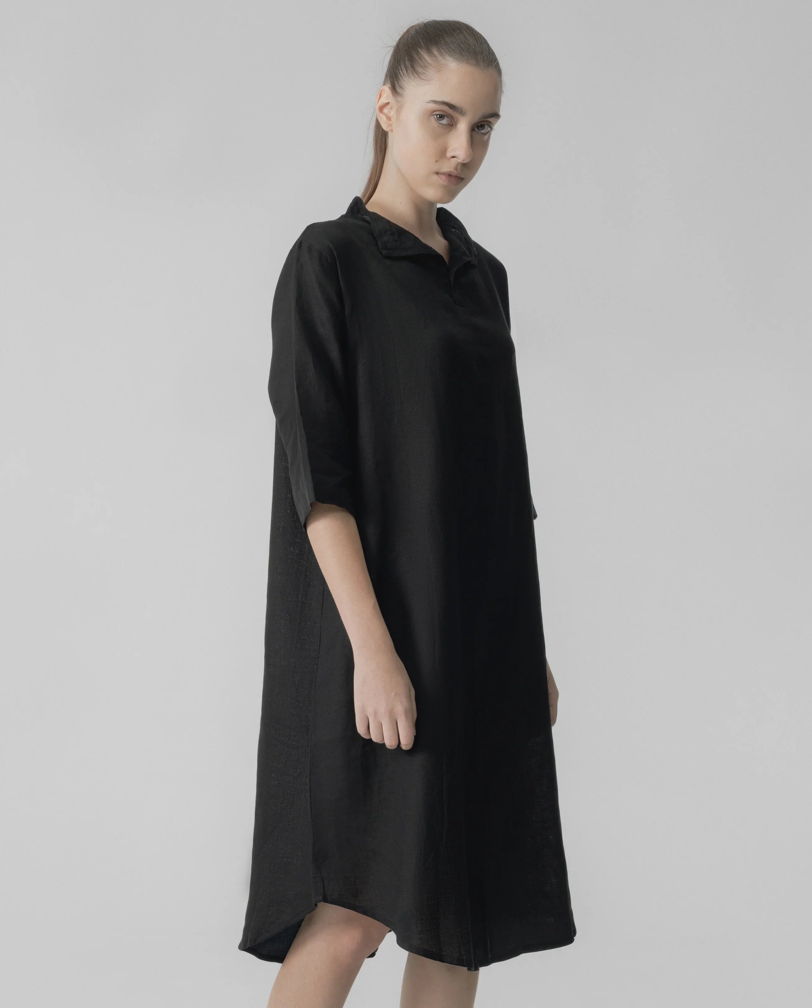 Hoodie Shift Dress - Black