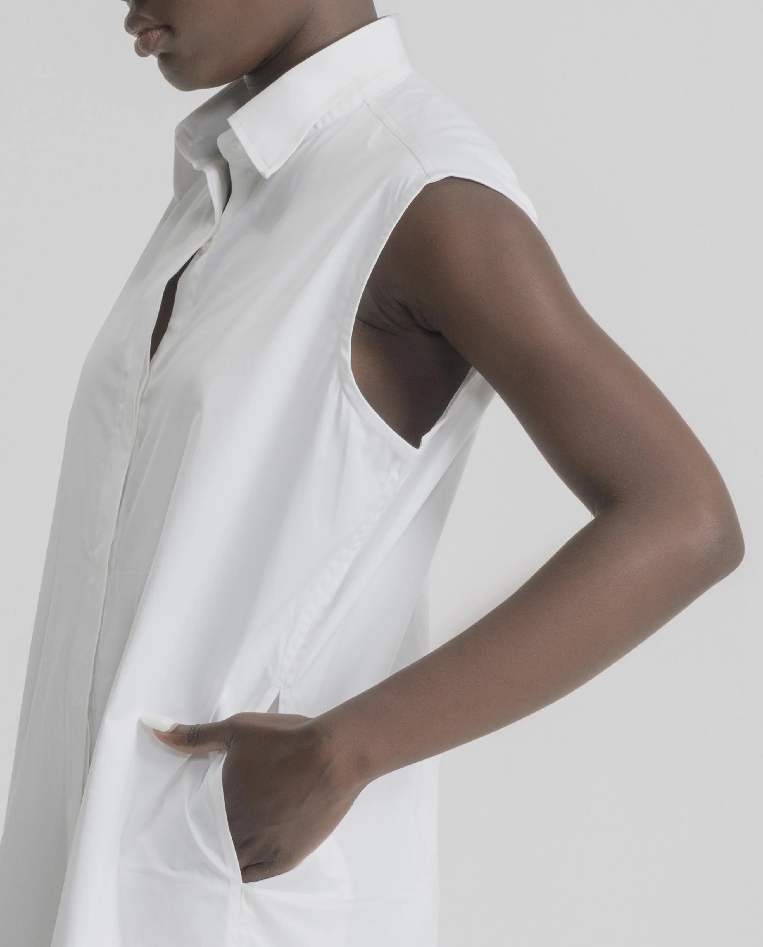 Sleeveless Shift Dress - White
