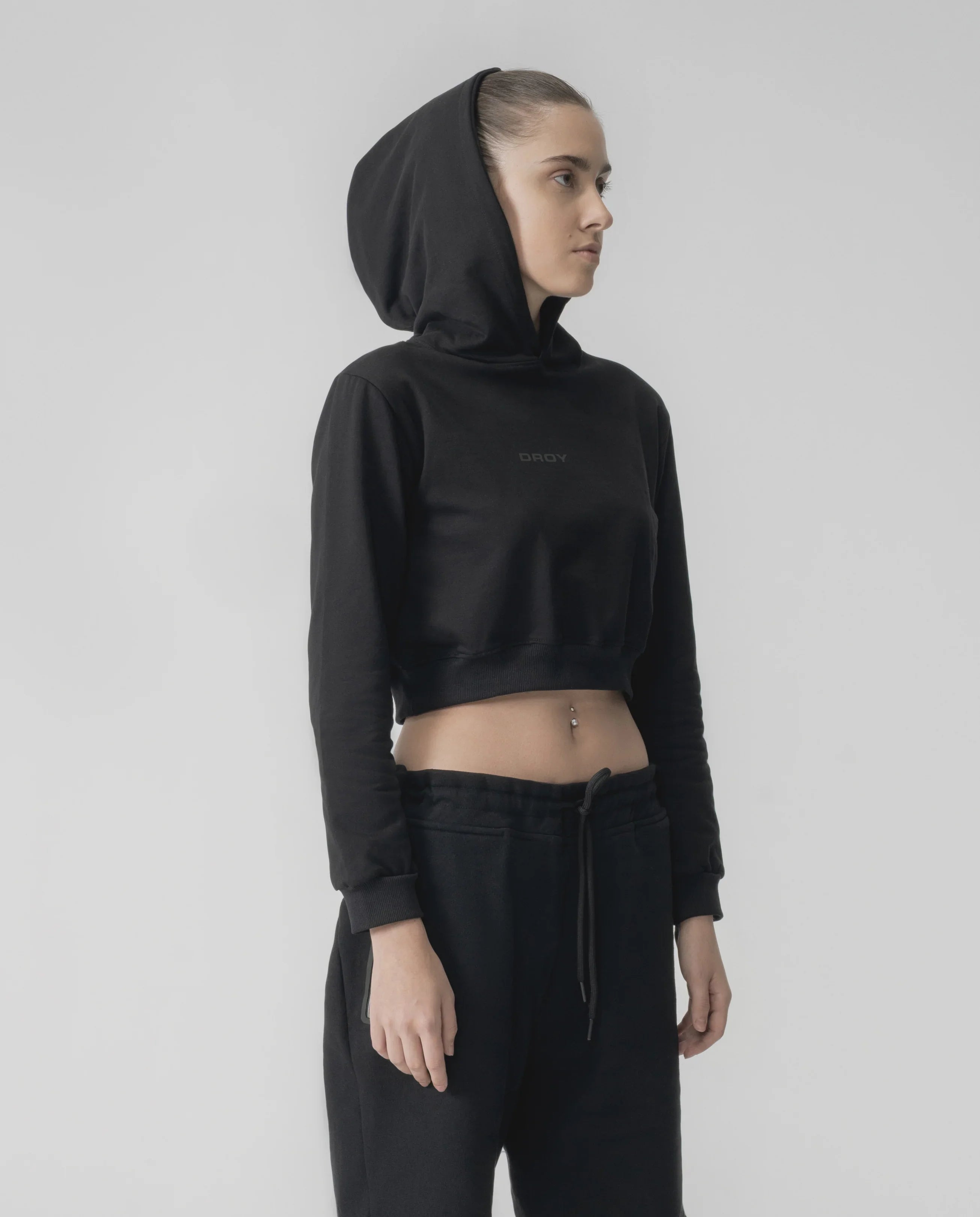 Crop Top Hoodie Black