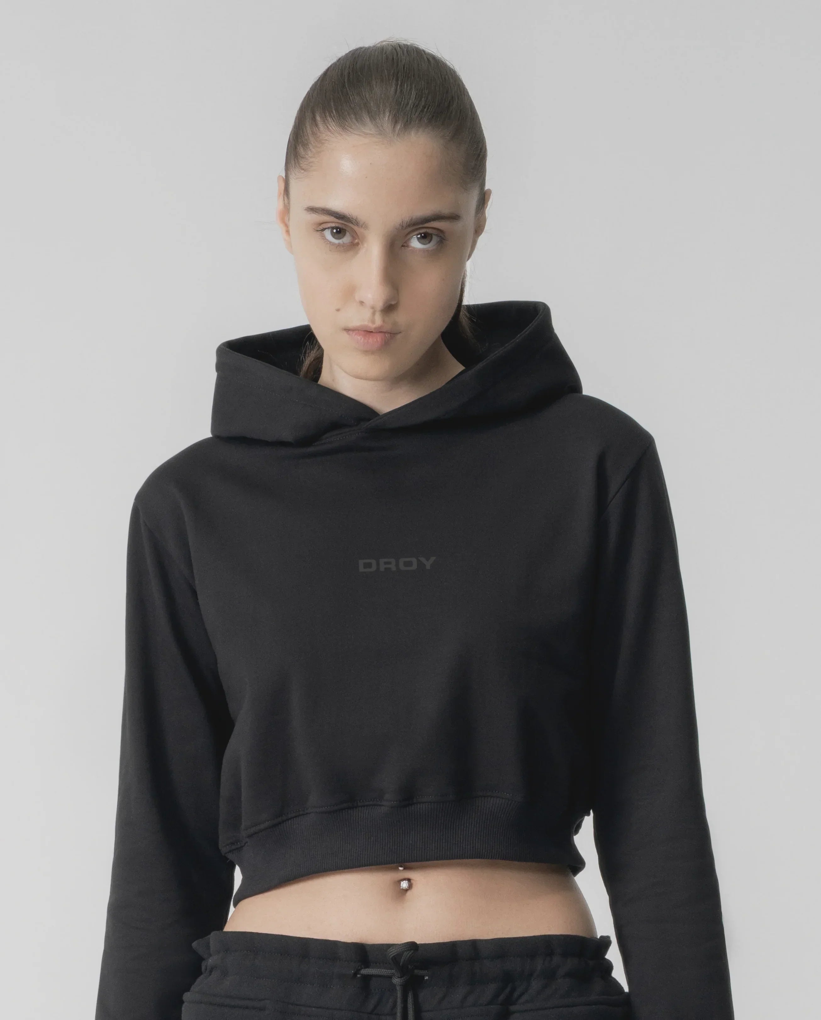 Crop Top Hoodie Black